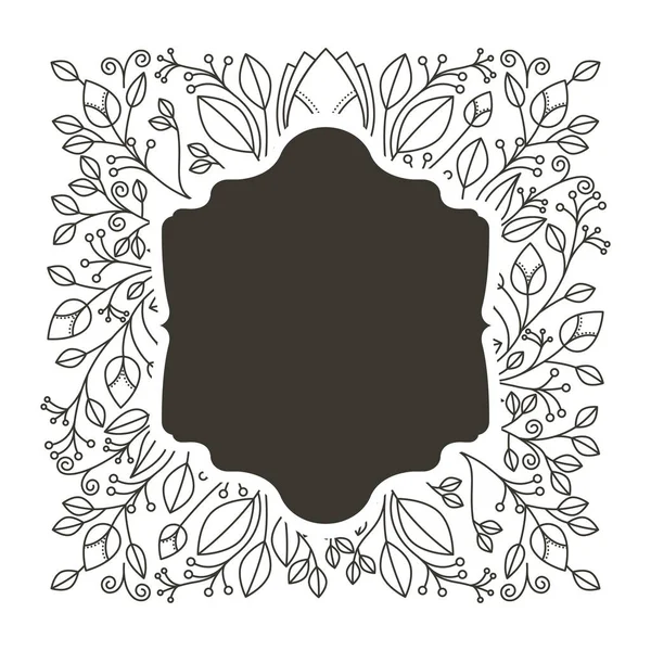 Silhouette border heraldic with decorative ornament floral — Stock Vector