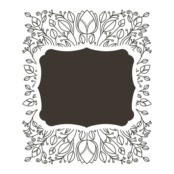 Silhouette horizontal border heraldic with decorative ornament floral — Stock Vector