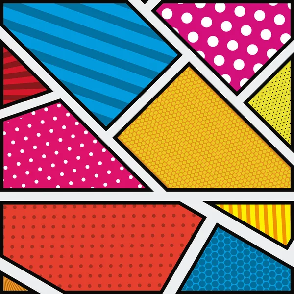 Fondo colorido abstracto en el arte pop con formas geométicas — Vector de stock