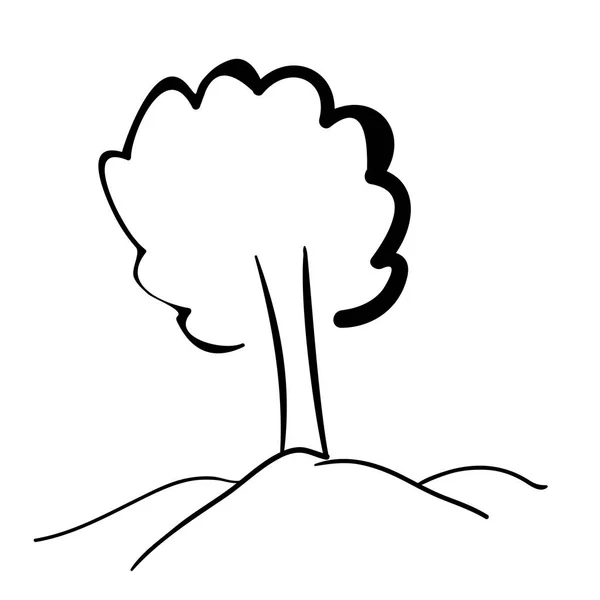 Silhouette Baum mit Stamm flach Symbol — Stockvektor