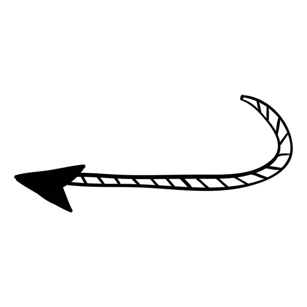 Corda de silhueta com ícone de cabeça de seta plana — Vetor de Stock