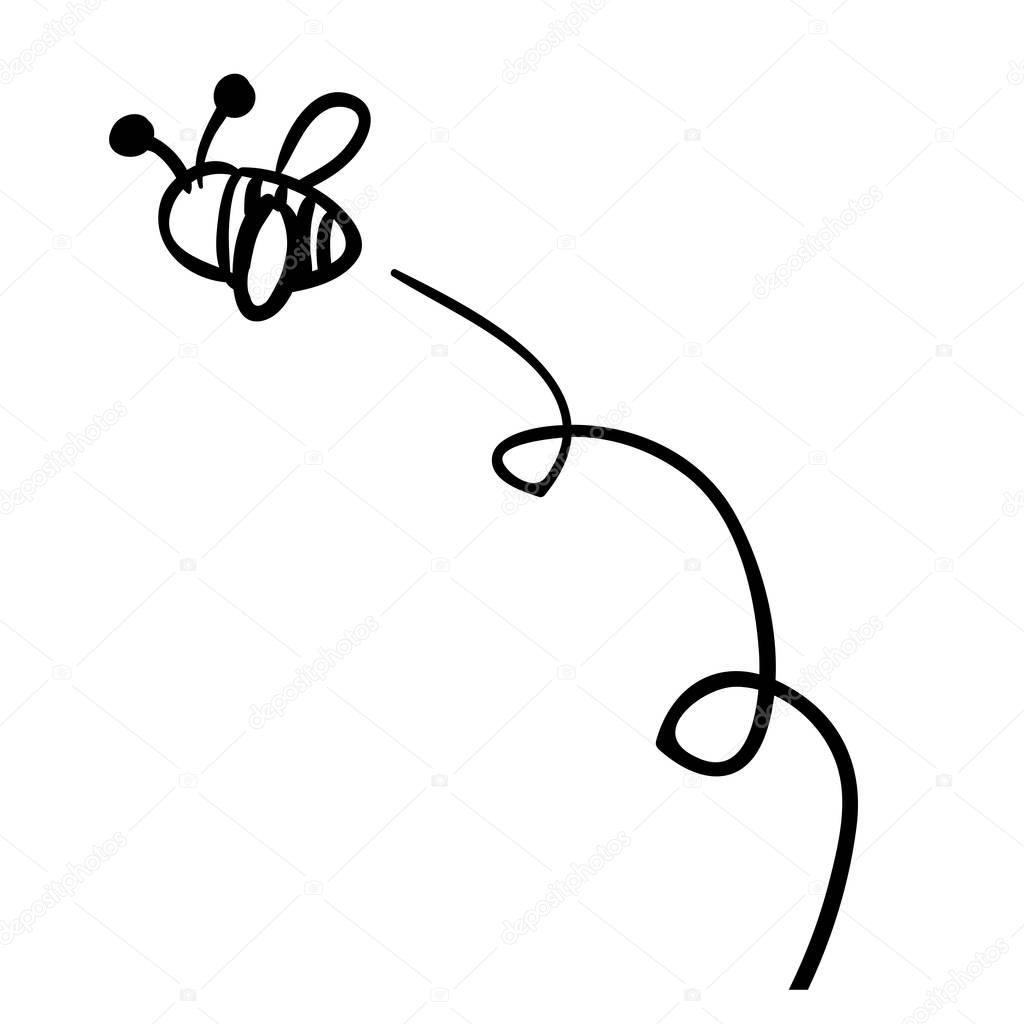 silhouette flying honey bee flat icon