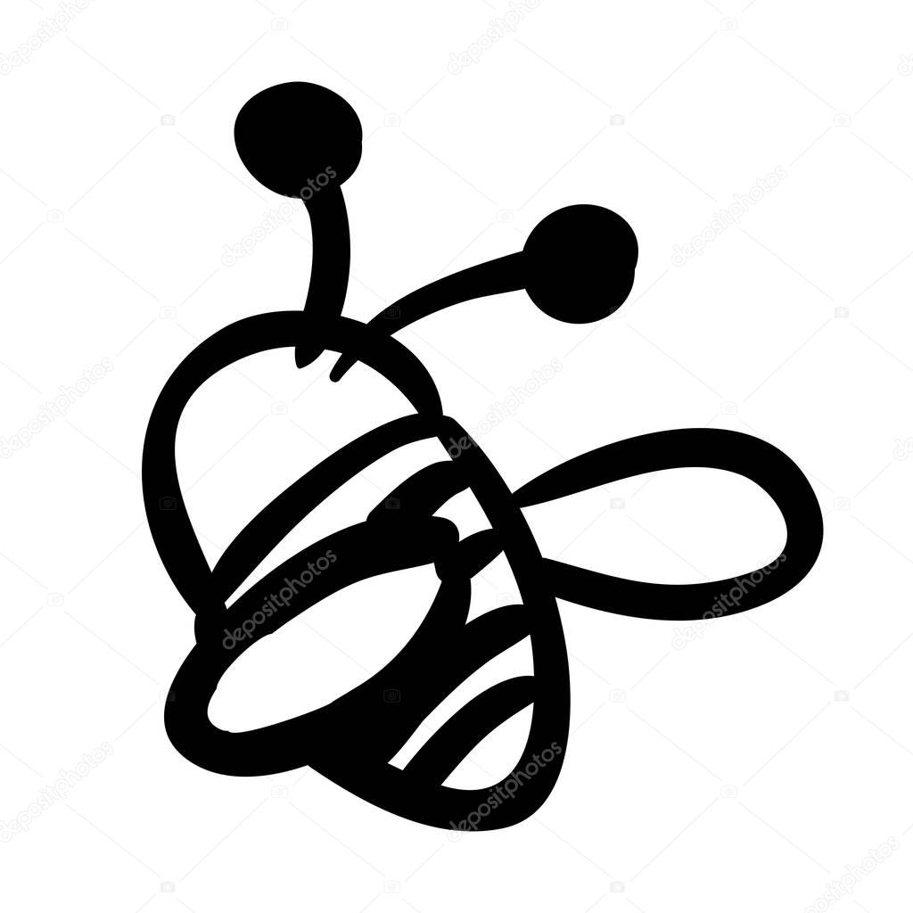 silhouette portait flying bee flat icon