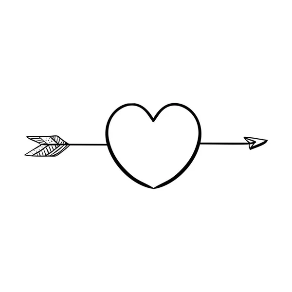 Silhouette heart pierced by arrow — Stock Vector