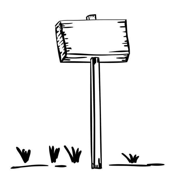 Placard en bois silhouette avec pieu et herbe — Image vectorielle