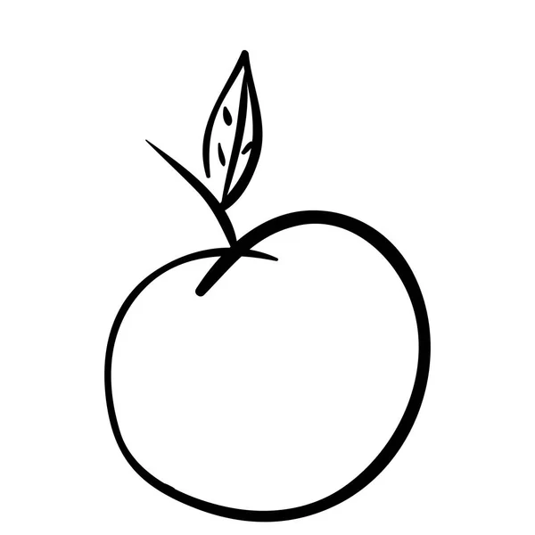Siluet elma meyve düz yaprak simgesiyle — Stok Vektör