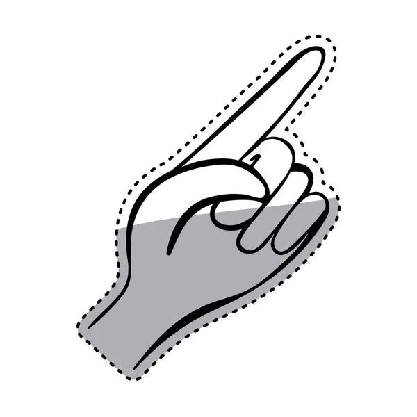 Pegatina silueta mano apuntando con un dedo — Vector de stock
