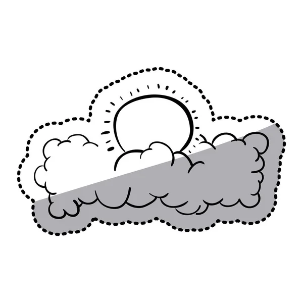 Adesivo silhueta nuvens no céu com sol — Vetor de Stock
