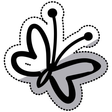 etiket siluet closeup uçan kelebek düz simgesi