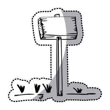 etiket siluet ahşap afişini hissesini ve çim ile