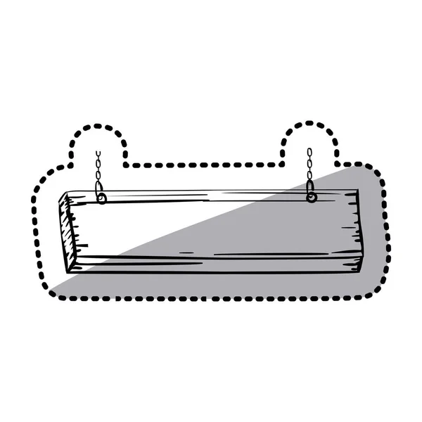 Autocollant rectangle silhouette suspendue placard en bois icône plate design — Image vectorielle