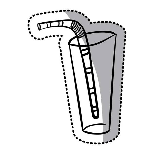 Klistermärke siluett dricksglas med halm — Stock vektor