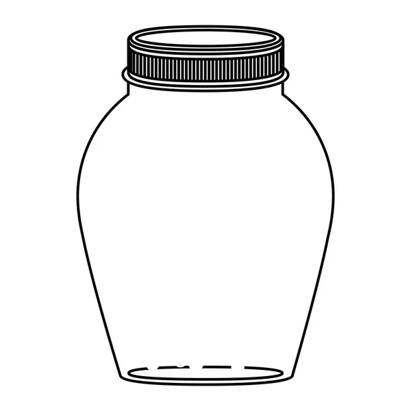 Silueta contenedor de vidrio redondeado con tapa — Vector de stock