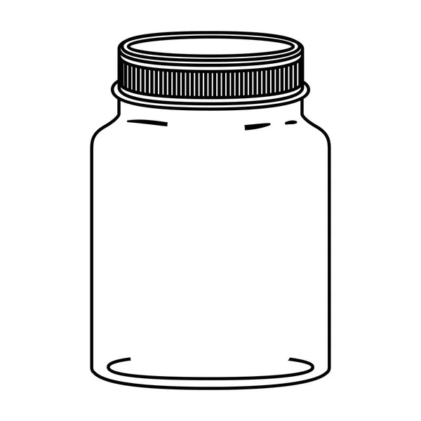 Silhouette jar of jam with lid — Stock Vector