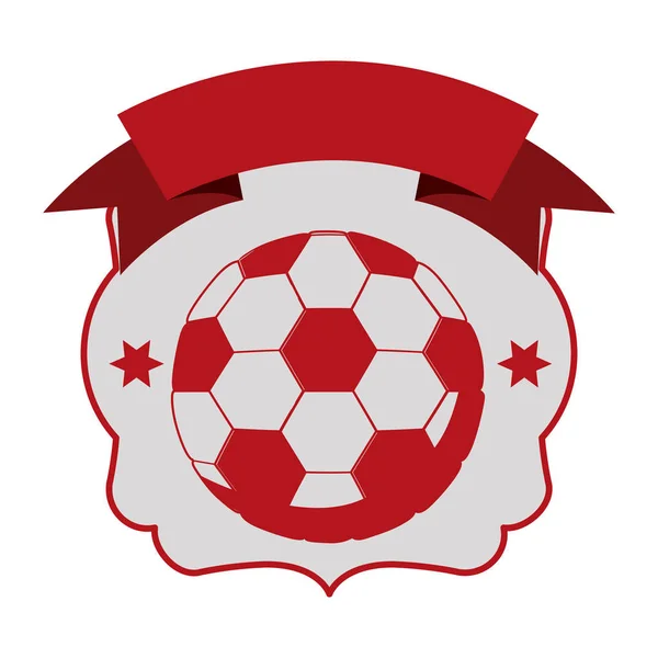 单色纹章红丝带与足球球和星星 — 图库矢量图片