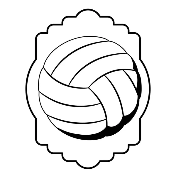 Black contour emblem with volleyball ball — Stock Vector