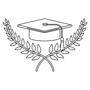 yaprakları ve mezuniyet kap ile çapraz şubeler ile tek renkli dağılımı