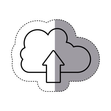 etiket siluet bulut yön yukarı ok ile