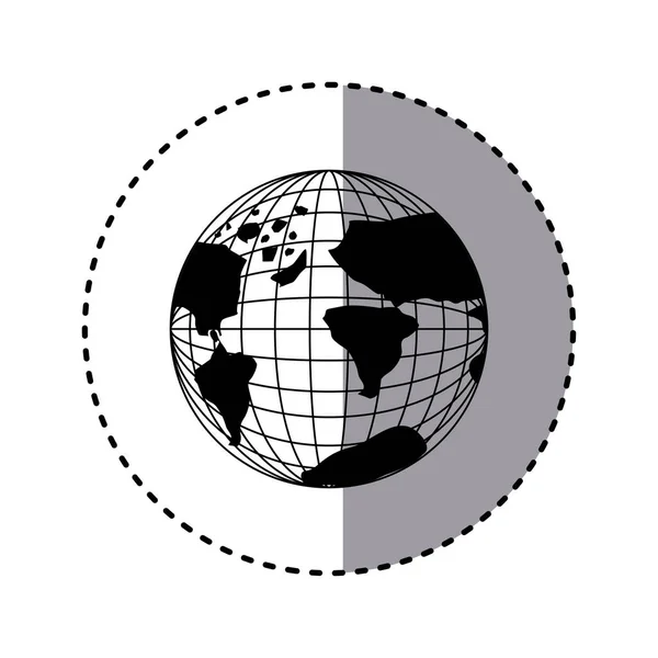Autocollant silohuette monochrome terre carte monde — Image vectorielle