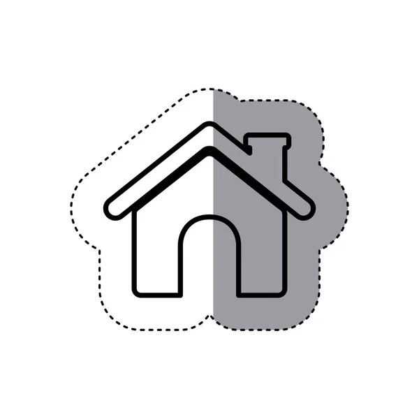 Nálepka obrysu střechy domu a komín — Stockový vektor