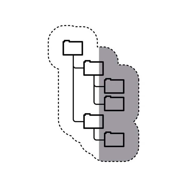 Samolepka siluety složky uspořádány v hierarchii — Stockový vektor