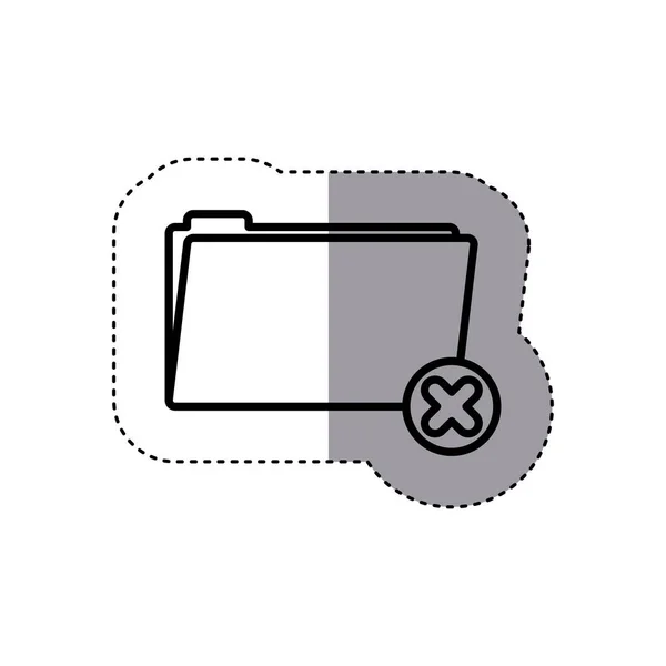 Klistermärke siluett mapp symbol att raderade filer — Stock vektor