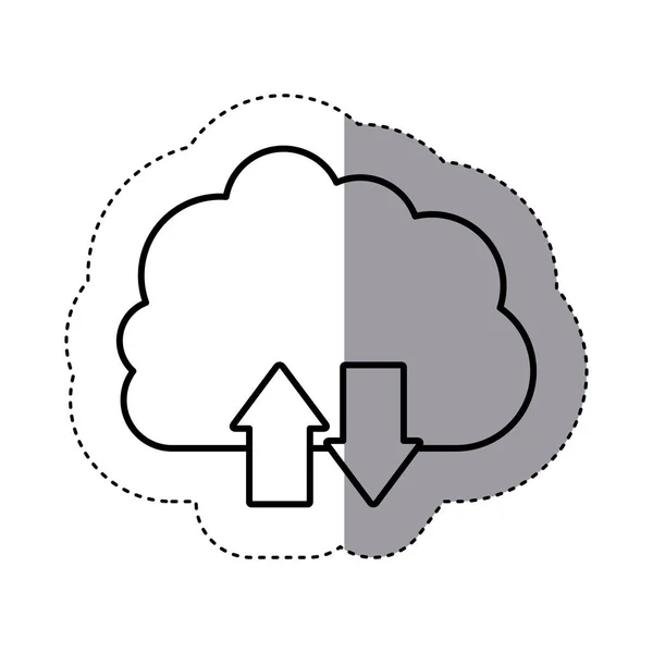 Autocollant silhouette nuage avec des flèches dans le sens opposé — Image vectorielle