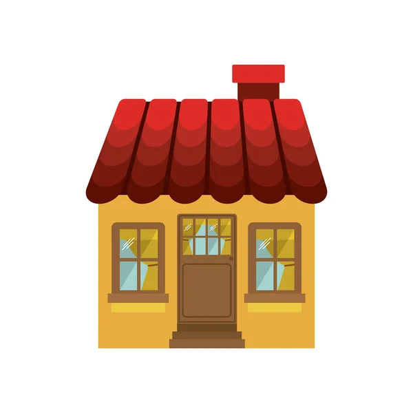 Petite maison avec cheminée et toit — Image vectorielle