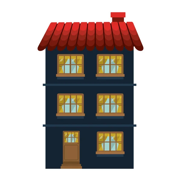Fasaden bekväm bostad med flera våningar — Stock vektor