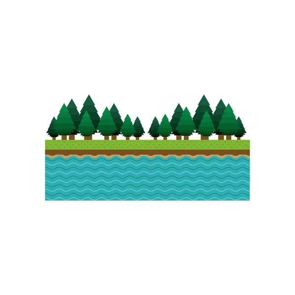 Ландшафтный лес с озером — стоковый вектор