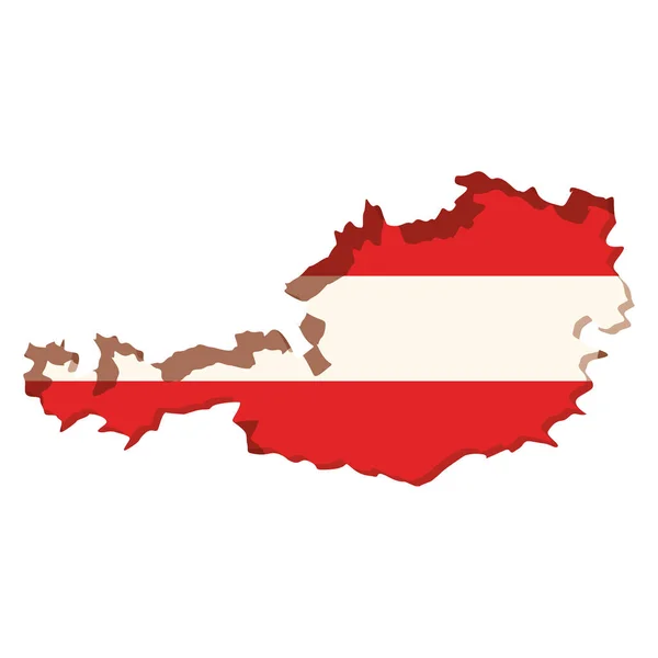 Silhouet kaart van Oostenrijk en kleuren vlag binnen — Stockvector