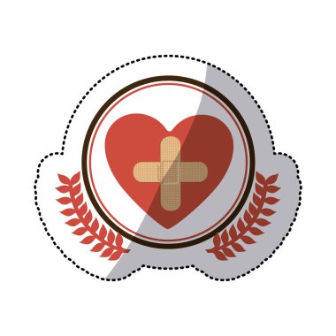 Zeytin şubelere ve kalbinde çapraz sembolü olan daire ile renk etiket