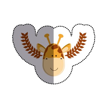 baş ve zeytin şubelere ve orta gölge zürafa ile etiket renk