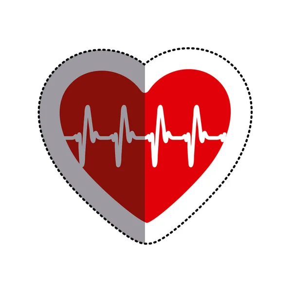 중요 한 기호와 중간 그림자의 라인 색 스티커 심장 — 스톡 벡터