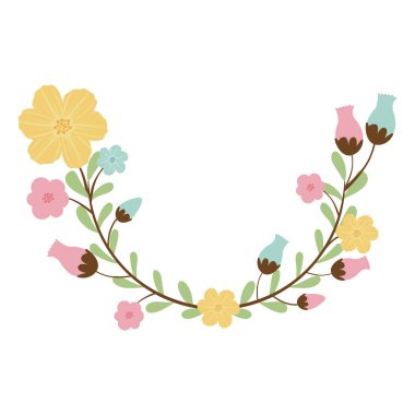 flowerbud ile renkli dekoratif yarım kemer