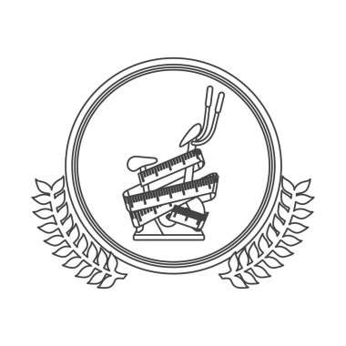 tek renkli siluet daire dekoratif zeytin dalı ve iplik Bisiklet şerit metre ile