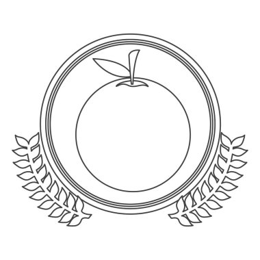 tek renkli siluet daire dekoratif zeytin dalı ve turuncu meyve