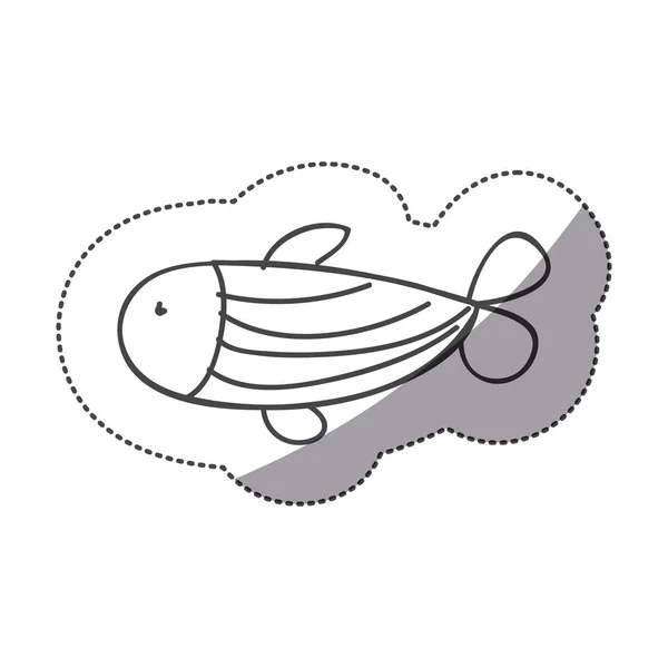 Sticker silhouette fish animal marine design — Stock Vector
