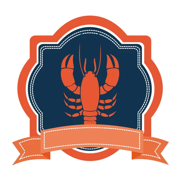 Bordure héraldique avec branche de couronne avec homard et étiquette — Image vectorielle
