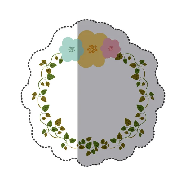 Adesivo colorido ornamento trepadeiras com flores — Vetor de Stock