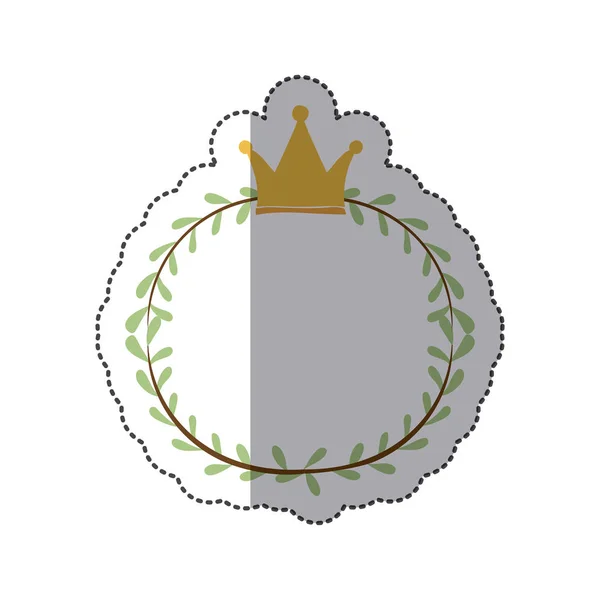 Наклейка барвиста декоративна облямівка листя з короною — стоковий вектор