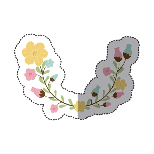 Pegatina decorativa medio arco con brote de flores — Archivo Imágenes Vectoriales