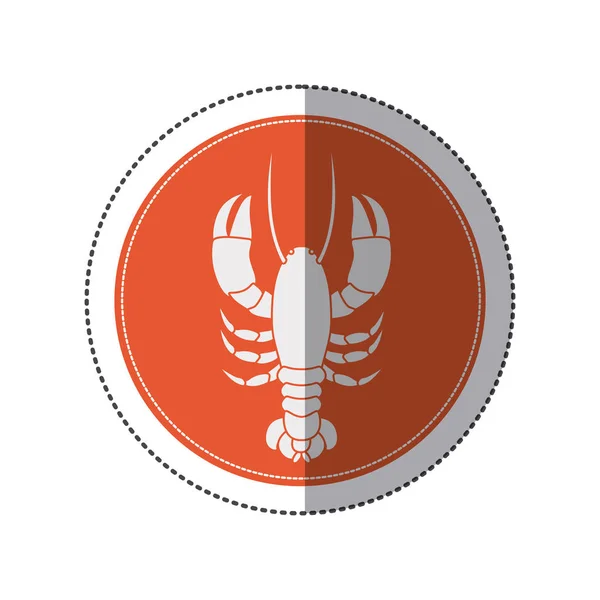 Autocollant bordure circulaire avec silhouette crabe — Image vectorielle