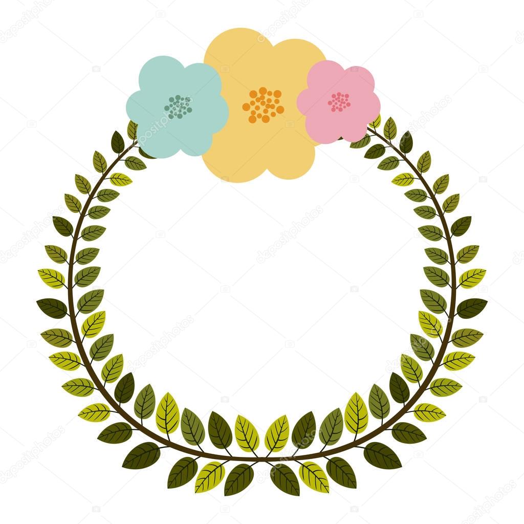 Download Colorful arch of leaves with pastel flowers — Stock Vector ...