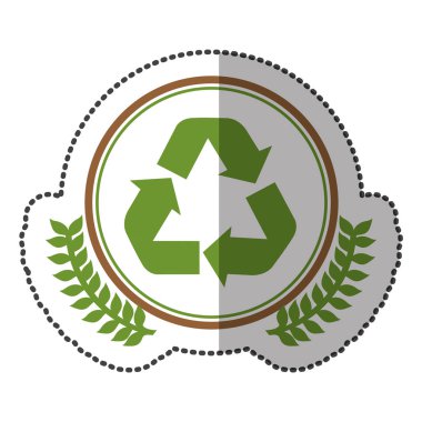 Orta gölge etiket renkli daire içinde geri dönüşümlü simgesiyle zeytin taçla