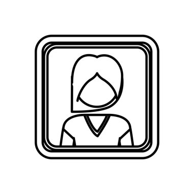 kısa saçlı siluet yarım vücut kadın ile kontur kare sınır