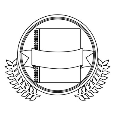 yaprakları ile kitap ve etiket kemer ile siluet dairesel sınır