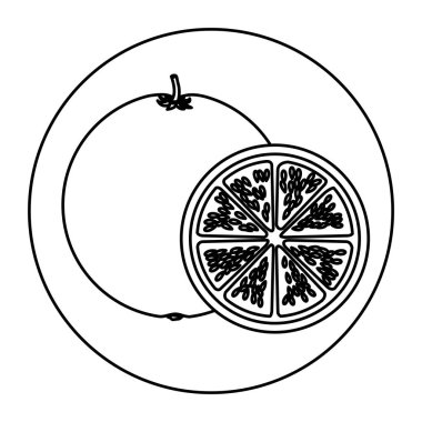 siluet turuncu meyve ve dilim yuvarlak şekil