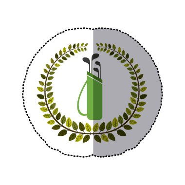 Orta gölge etiket zeytin taç ile bir çanta golf kulüpleri ile renkli