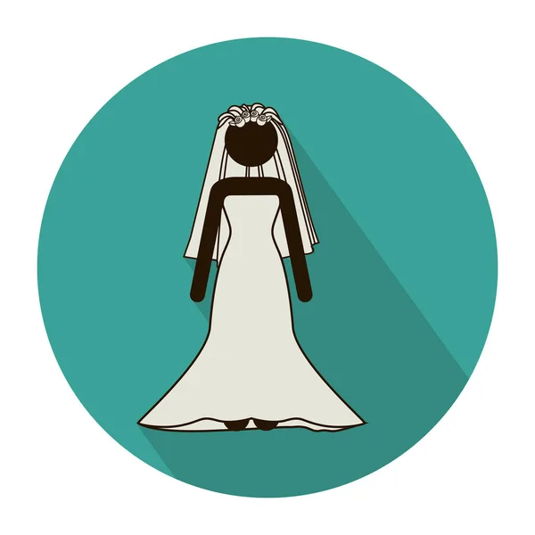 Forma circular con pictograma de novia con disfraces — Vector de stock